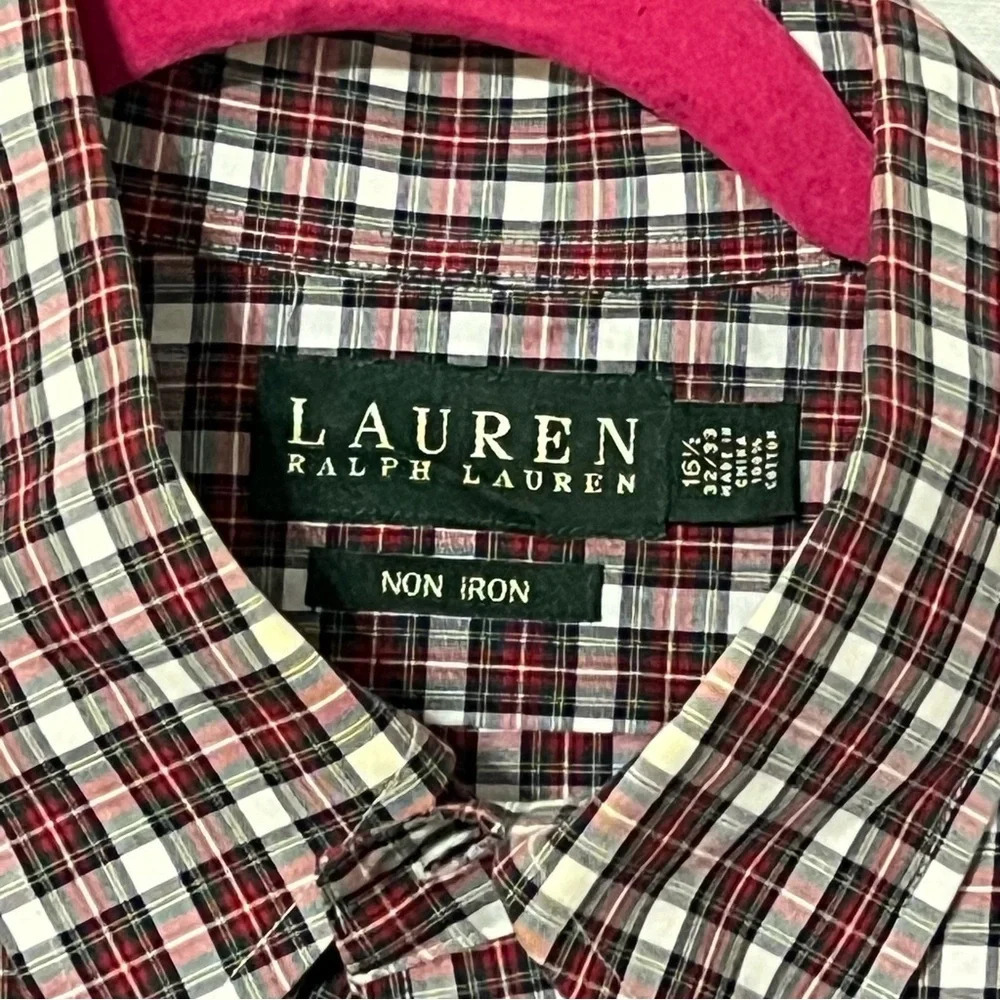 Lauren Ralph Lauren Shirt Men's Red Non Iron Long Sleeve Dress Shirt 16.5 32/33 - Picture 6 of 6